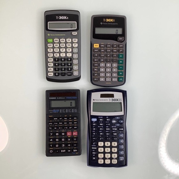 Texas Instruments 30Xa 30XA 30XIIS Casio fox-260solar calculators bundle of 4 - Picture 1 of 7